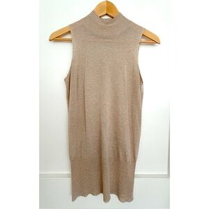 Claudia Sträter Lightweight Sparkly Turtleneck Vest in Cream/Beige Size 34 (S)